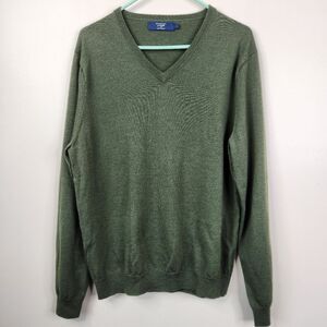 J. Crew Factory Mens 100% Merino Wool Long Sleeve V-Neck Lightweight Sweater L